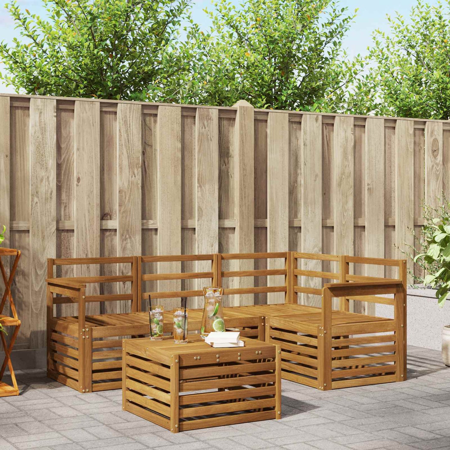 Utendørs sofa-sett 5 pcs Naturlig