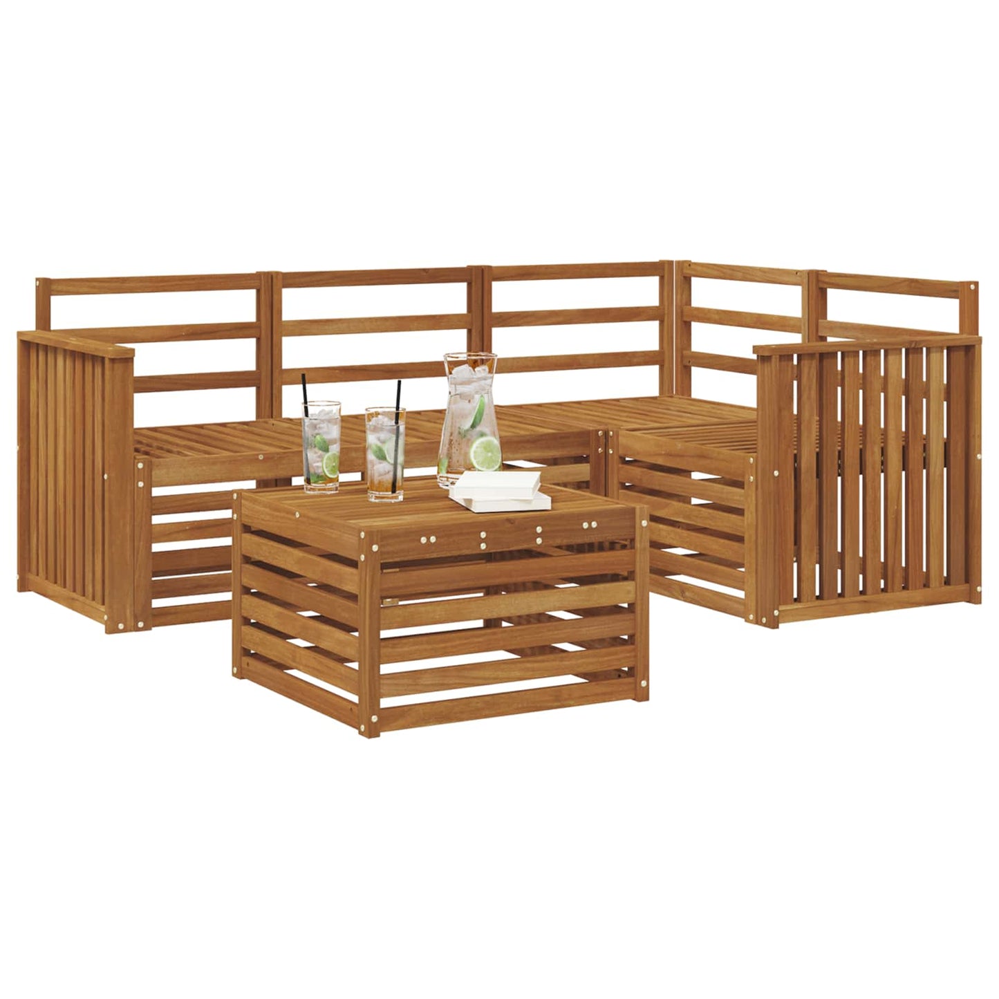 Utendørs sofa-sett 5 pcs Naturlig