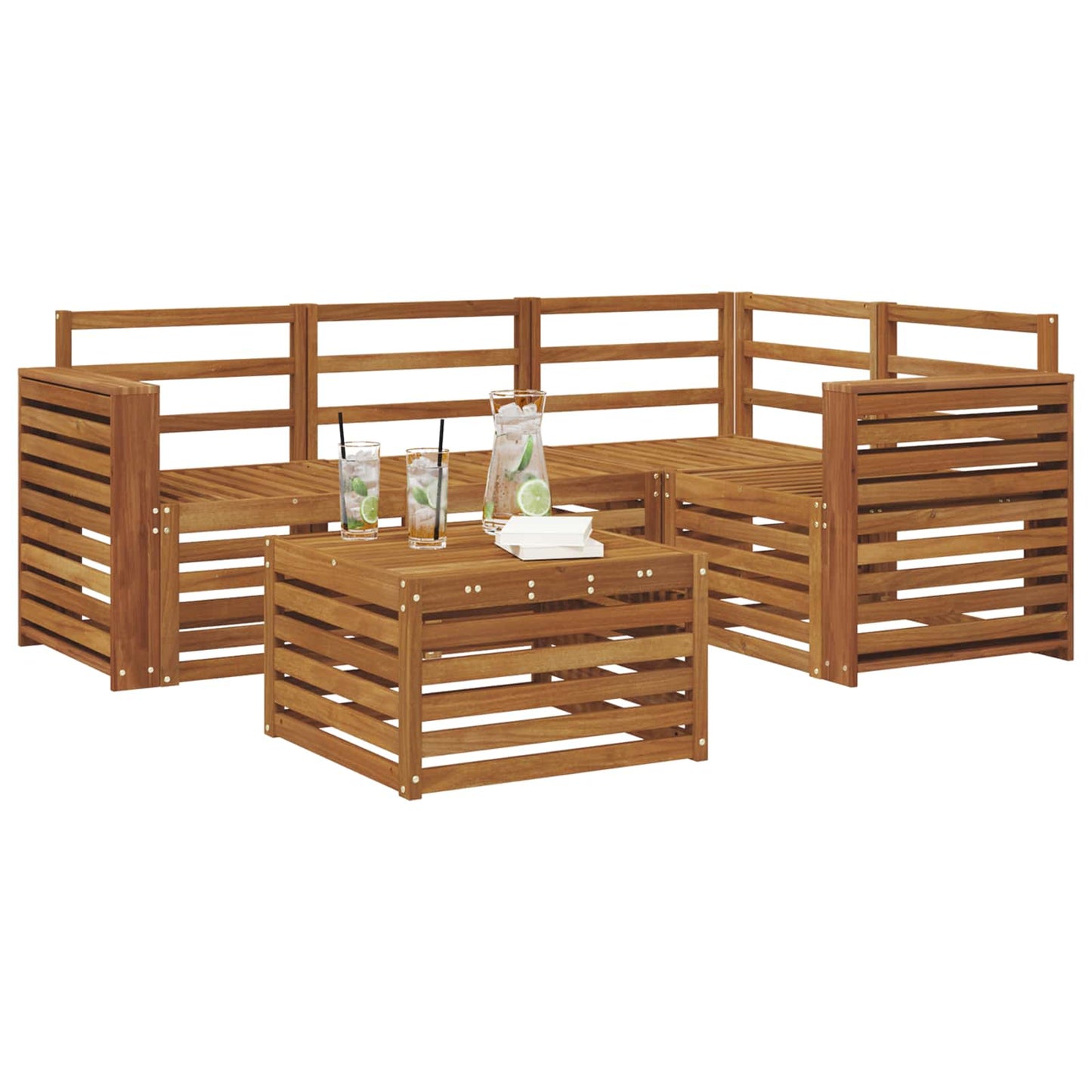 Utendørs sofa-sett 5 pcs Naturlig