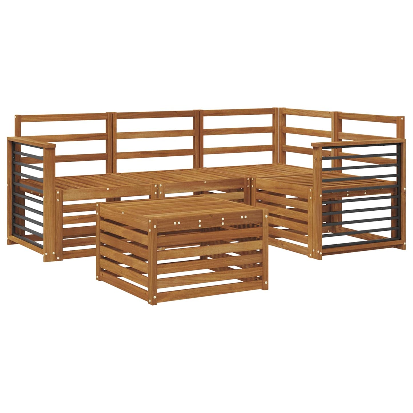 Utendørs sofa-sett 5 pcs Naturlig Solid akasietre