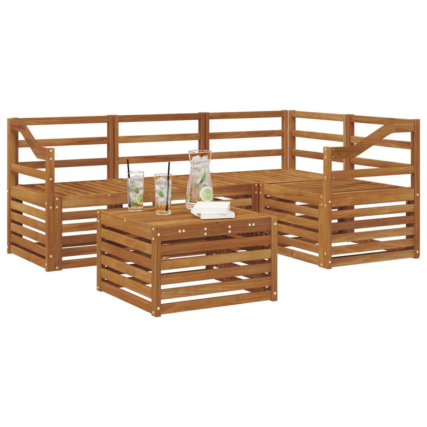 Utendørs sofa-sett 5 pcs Naturlig
