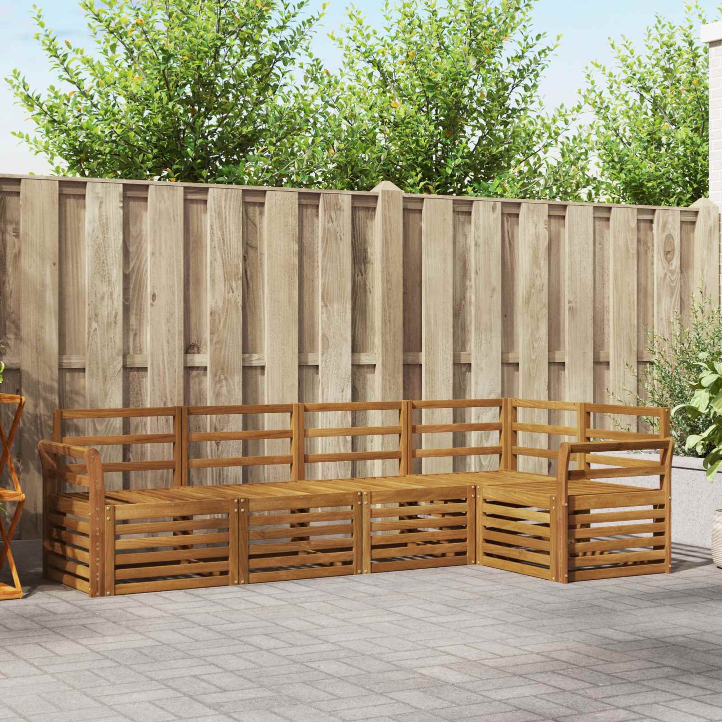 Sofasett 5 pcs Naturlig Solid akasietre vidaXL