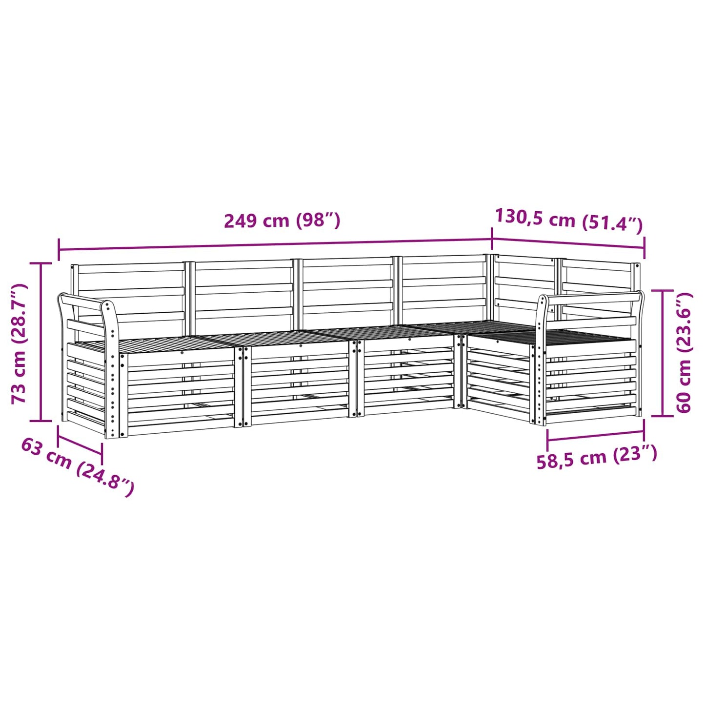 Sofasett 5 pcs Naturlig Solid akasietre vidaXL