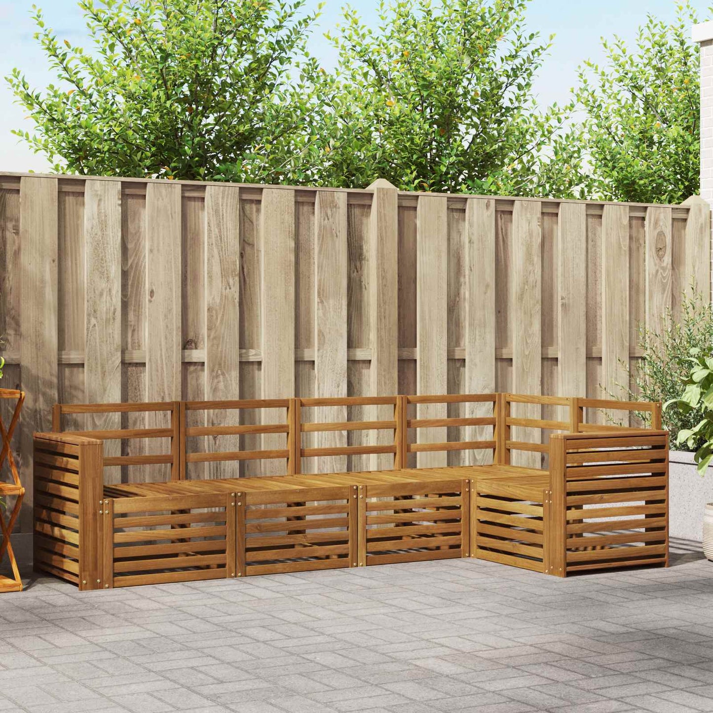 Sofasett 5 pcs Naturlig Solid akasietre vidaXL