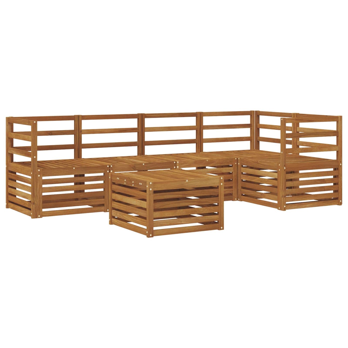 Seksjonssofa Sett 6 pcs Naturlig Solid akasietre