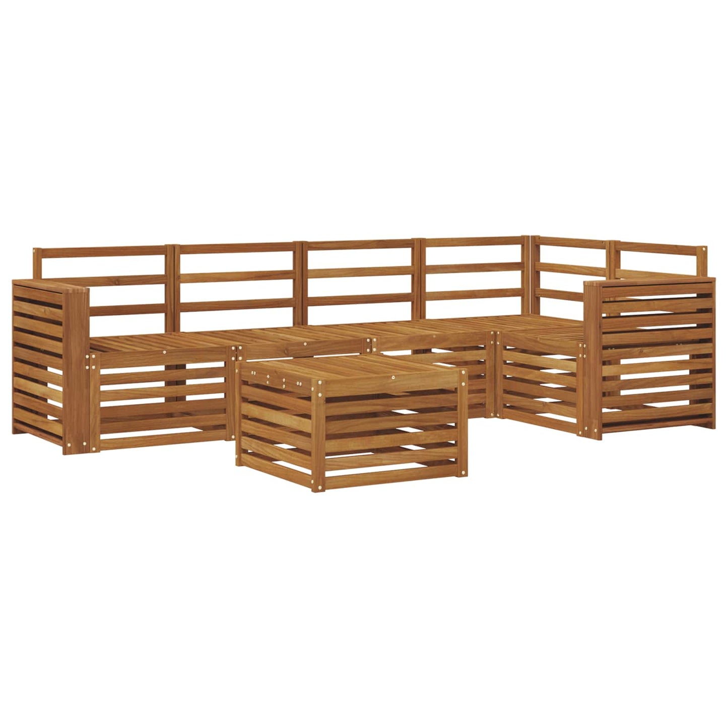 Seksjonssofa Sett 6 pcs Naturlig Solid akasietre