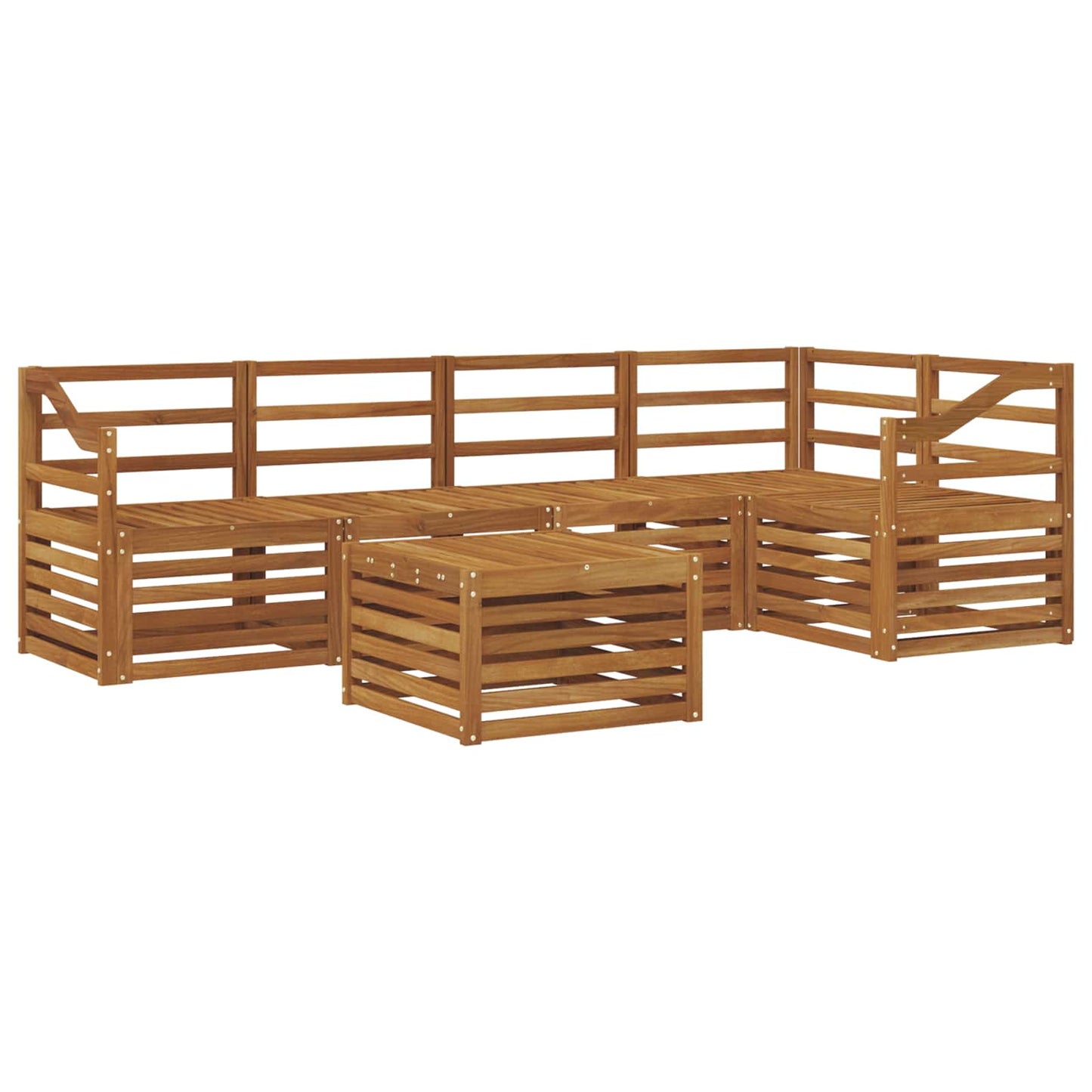Seksjonssofa Sett 6 pcs Naturlig Solid akasietre