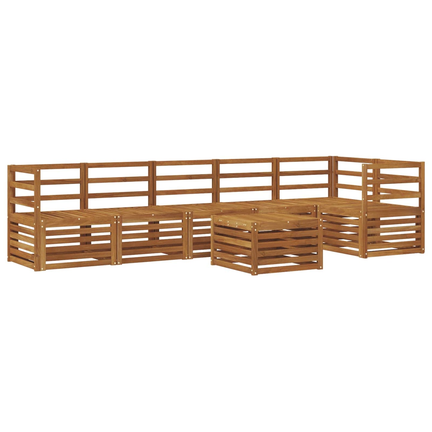 Seksjonssofa Sett 7 pcs Naturlig Solid akasietre