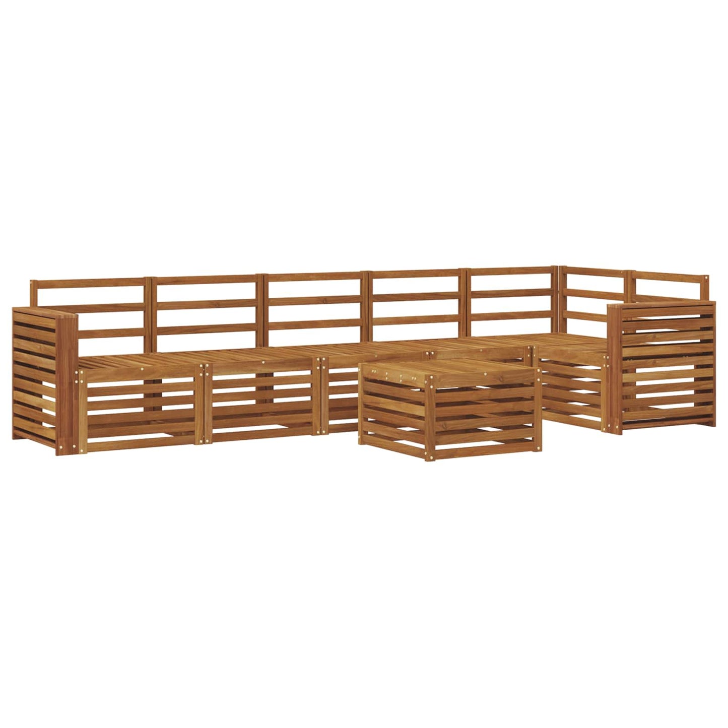 Seksjonssofa Sett 7 pcs Naturlig Solid akasietre