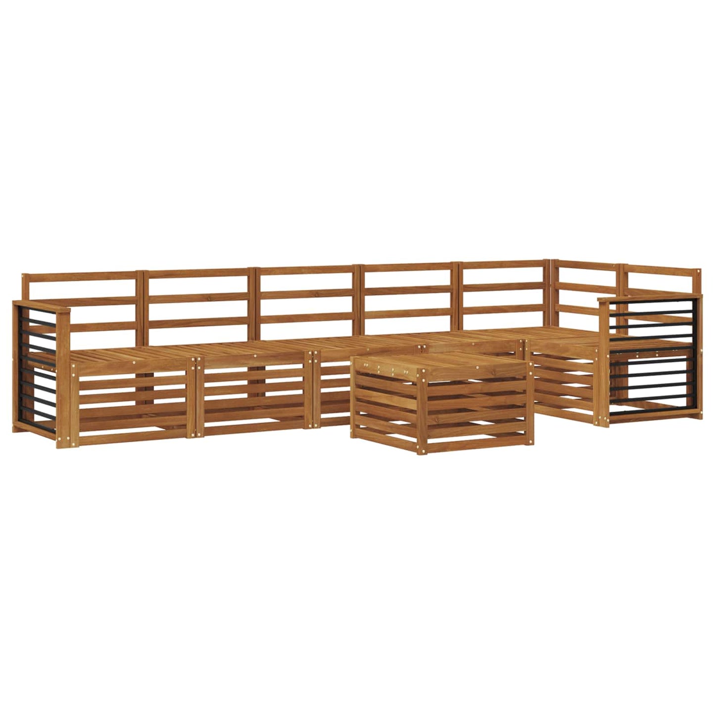 Seksjonssofa Sett 7 pcs Naturlig Solid akasietre