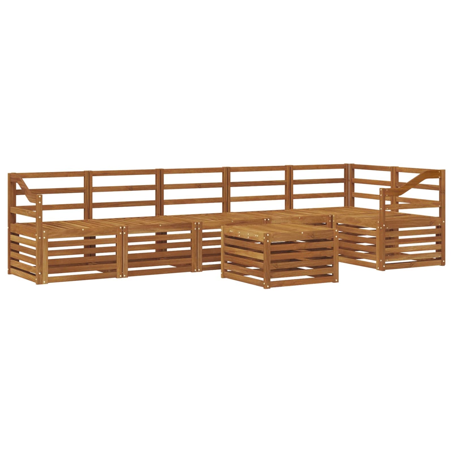 Seksjonssofa Sett 7 pcs Naturlig Solid akasietre