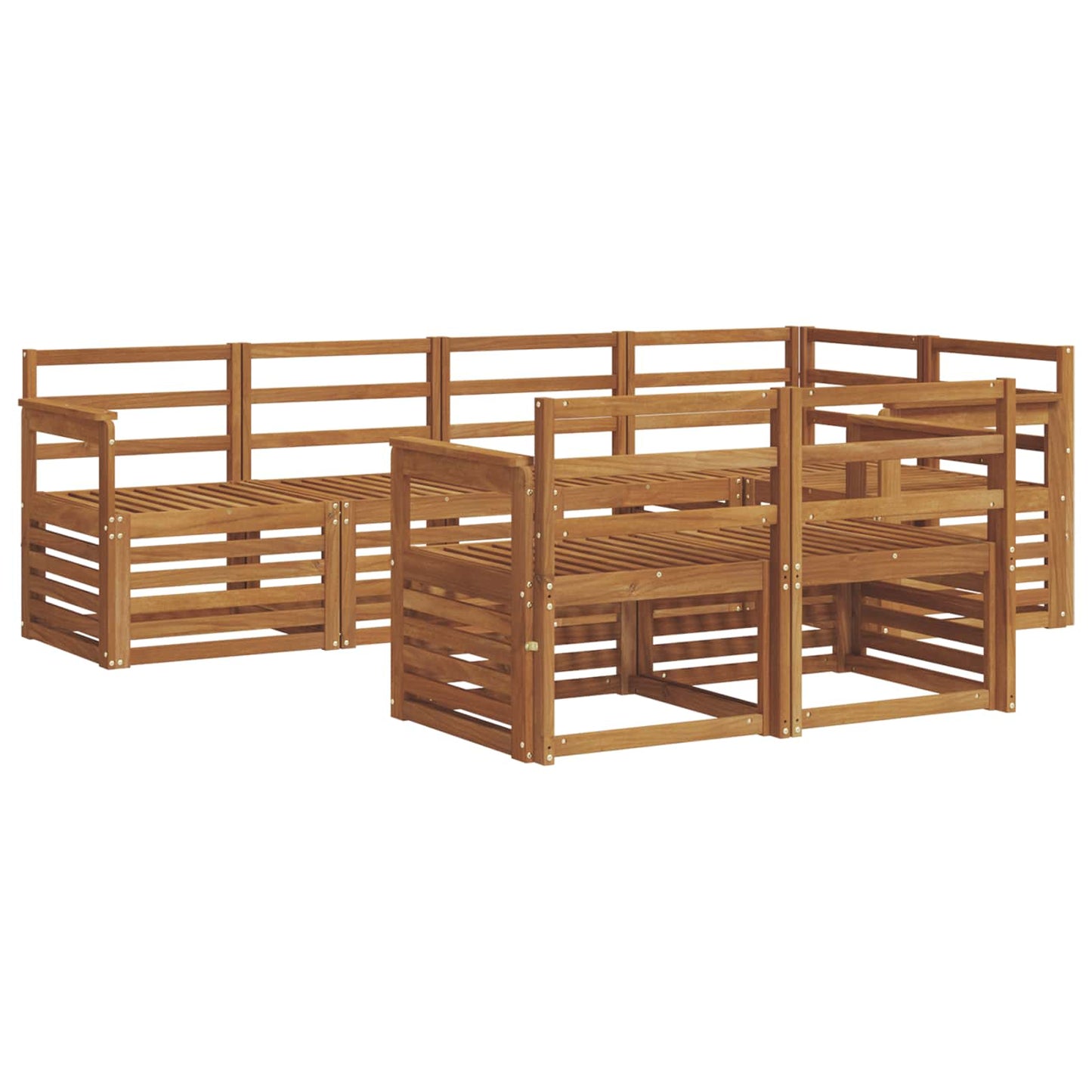Seksjonssofa Sett 7 pcs Naturlig Solid akasietre