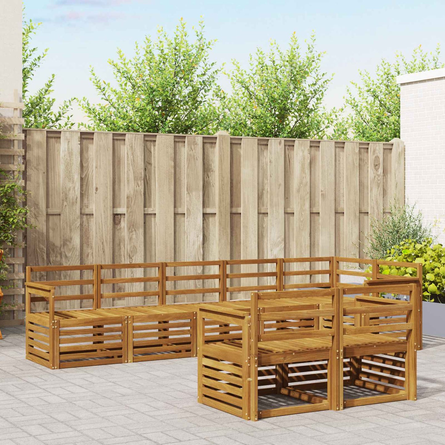 Sofasett 8 pcs Naturlig Solid akasietre