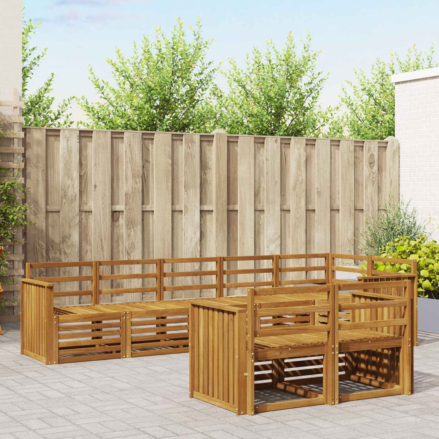 Sofasett 8 pcs Naturlig Solid akasietre