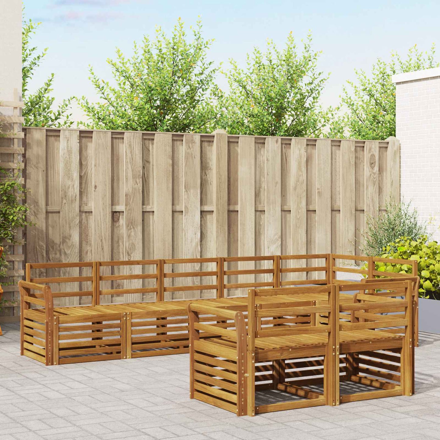 Sofasett 8 pcs Naturlig Solid akasietre