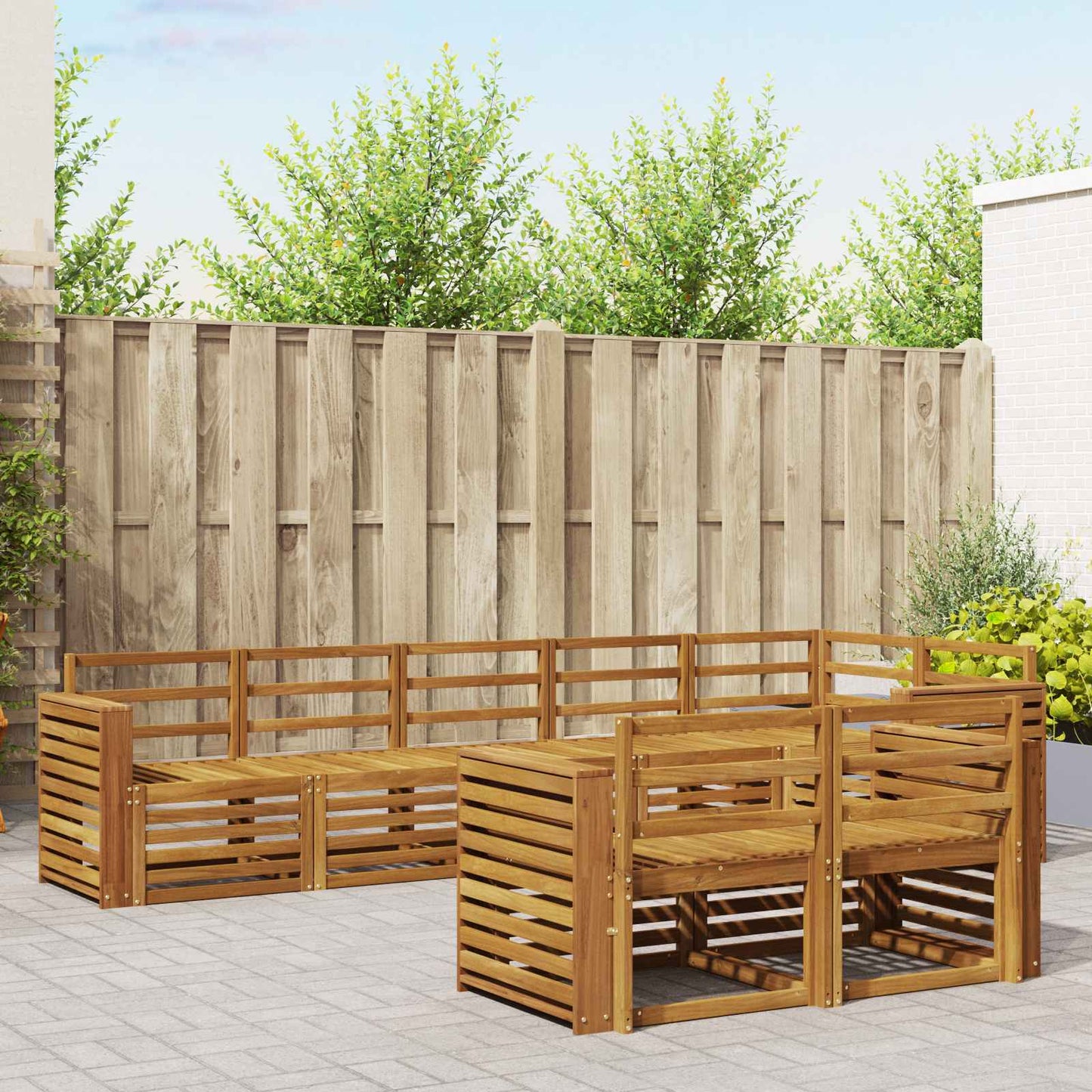 Sofasett 8 pcs Naturlig Solid akasietre