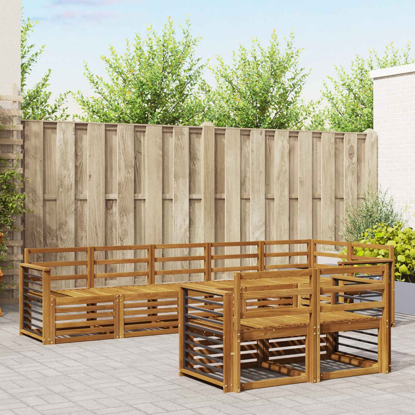 Sofasett 8 pcs Naturlig Solid akasietre