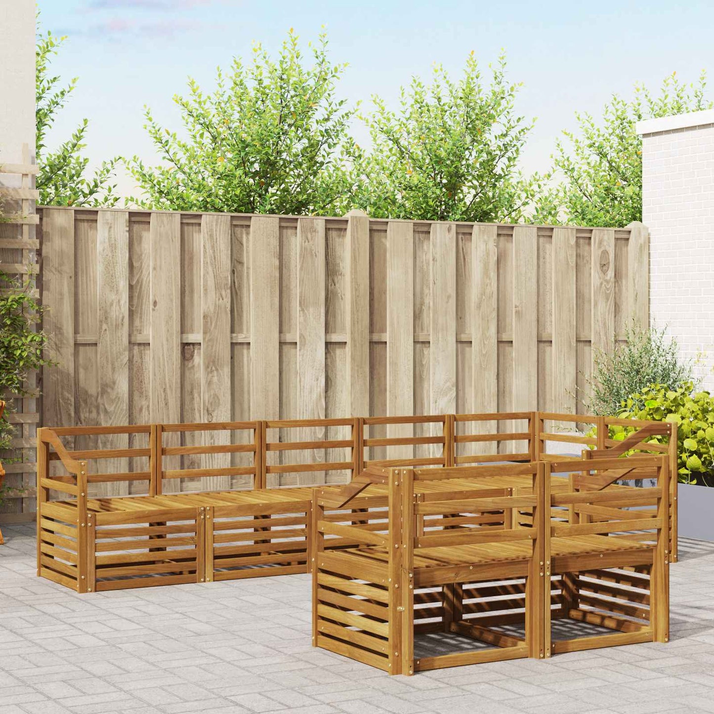Sofasett 8 pcs Naturlig Solid akasietre