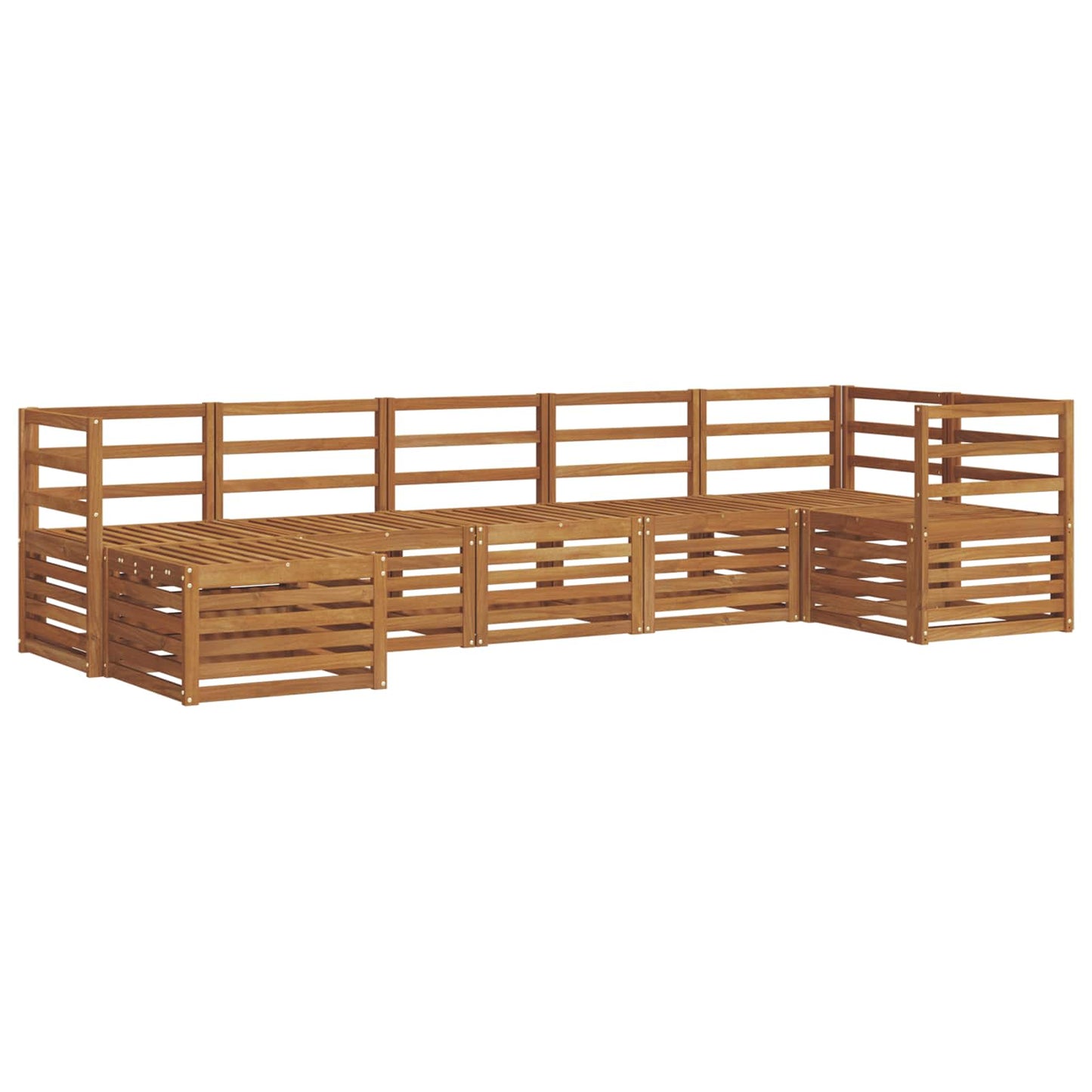 Seksjonssofa Sett 7 pcs Naturlig Solid akasietre