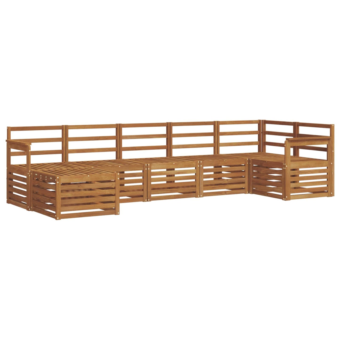 Seksjonssofa Sett 7 pcs Naturlig Solid akasietre