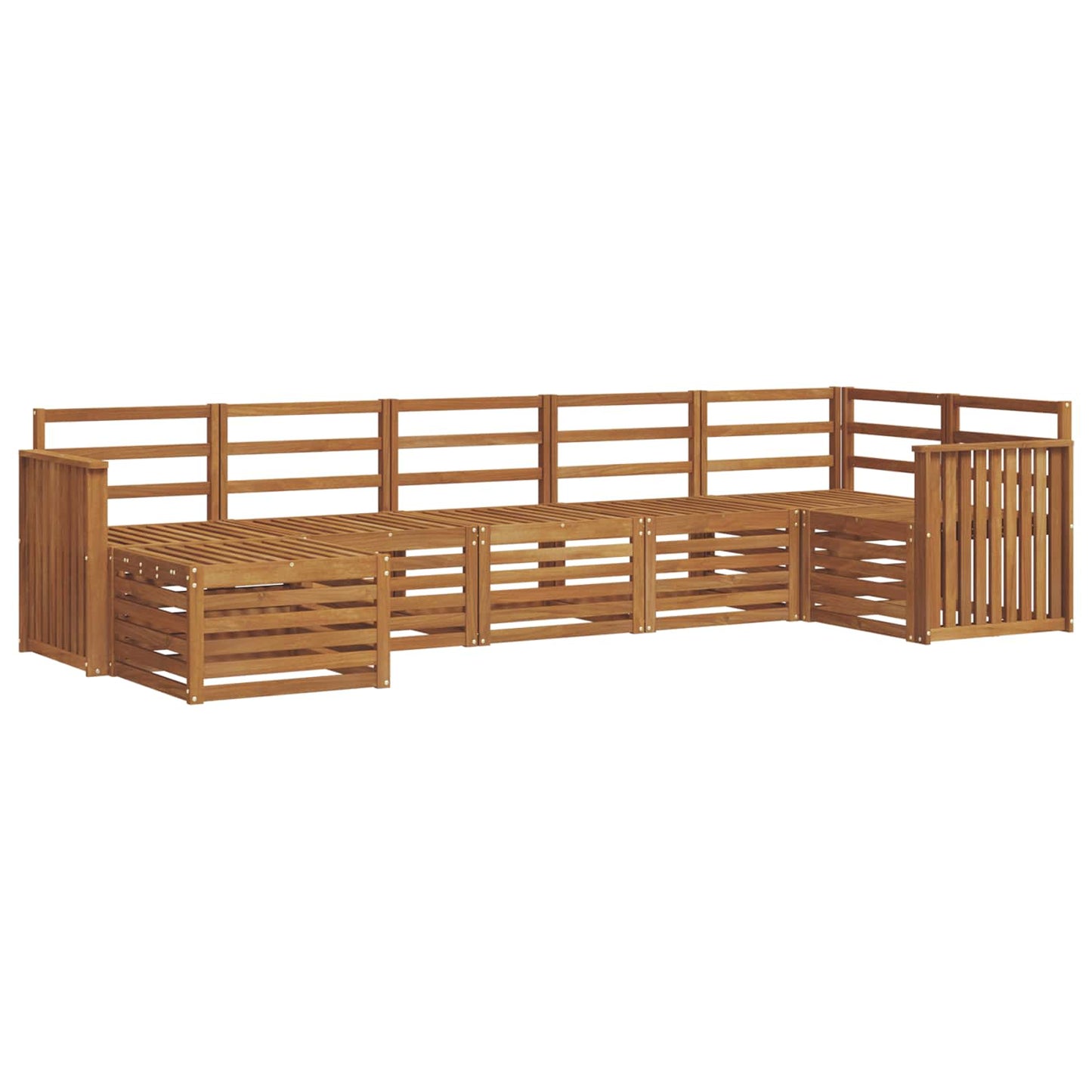 Seksjonssofa Sett 7 pcs Naturlig Solid akasietre