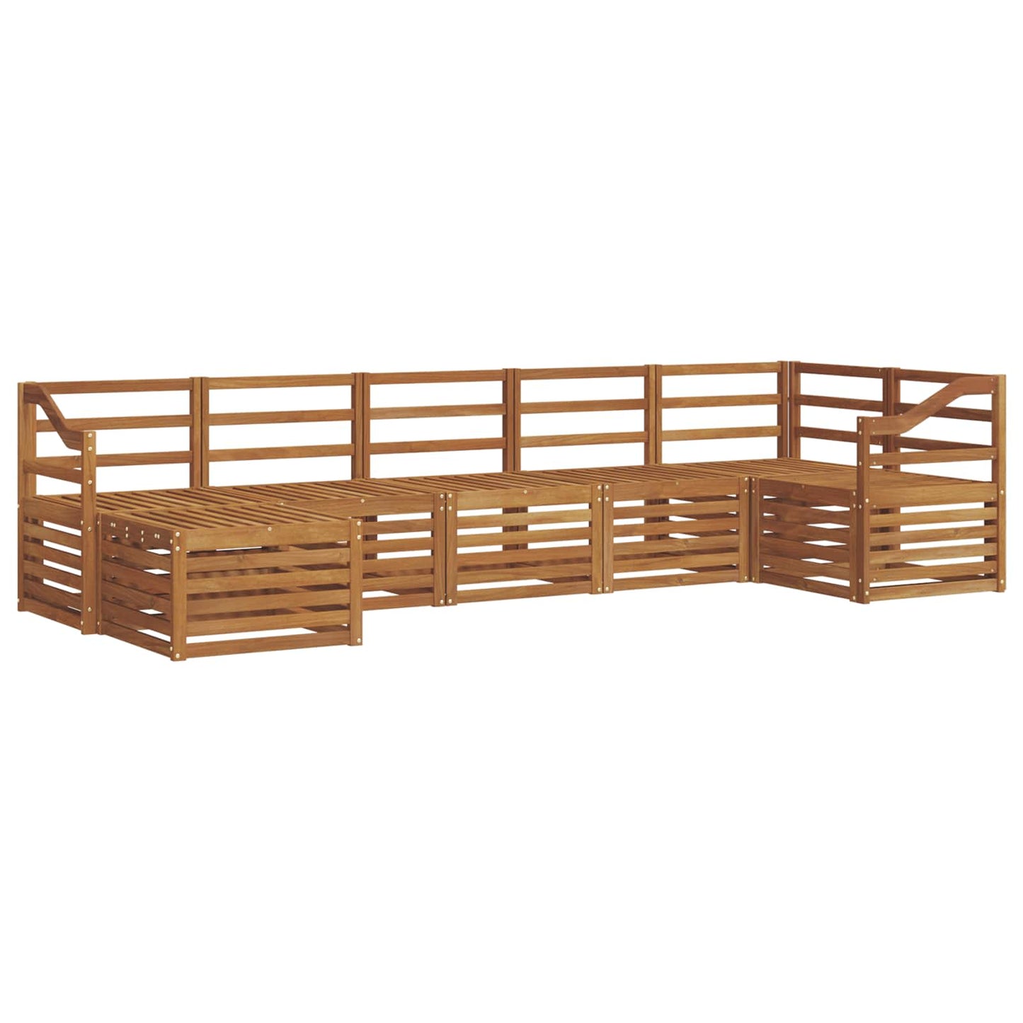 Seksjonssofa Sett 7 pcs Naturlig Solid akasietre