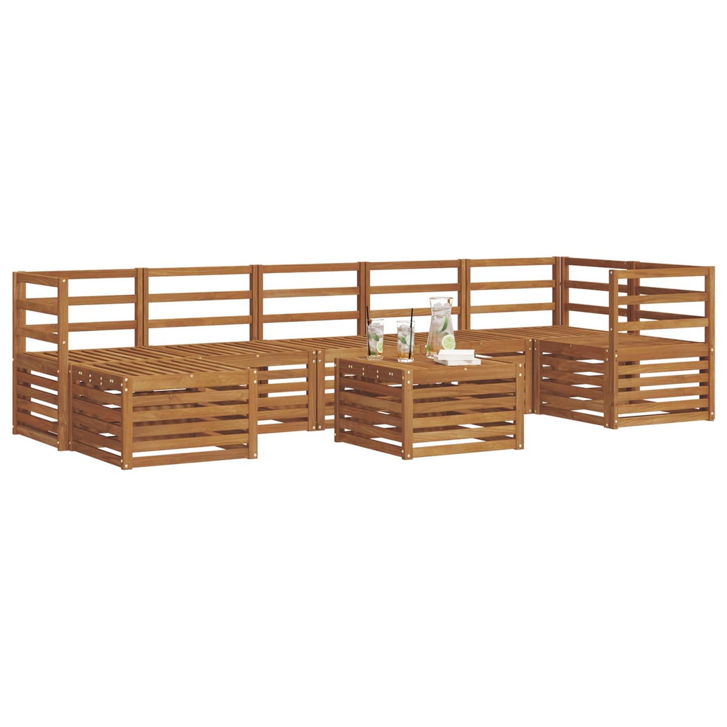 Utendørs sofa-sett 8 pcs Naturlig Solid akasietre