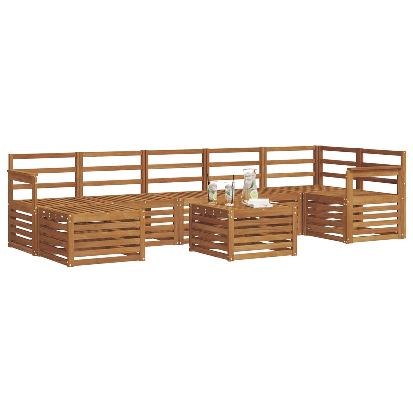 Utendørs sofa-sett 8 pcs Naturlig Solid akasietre