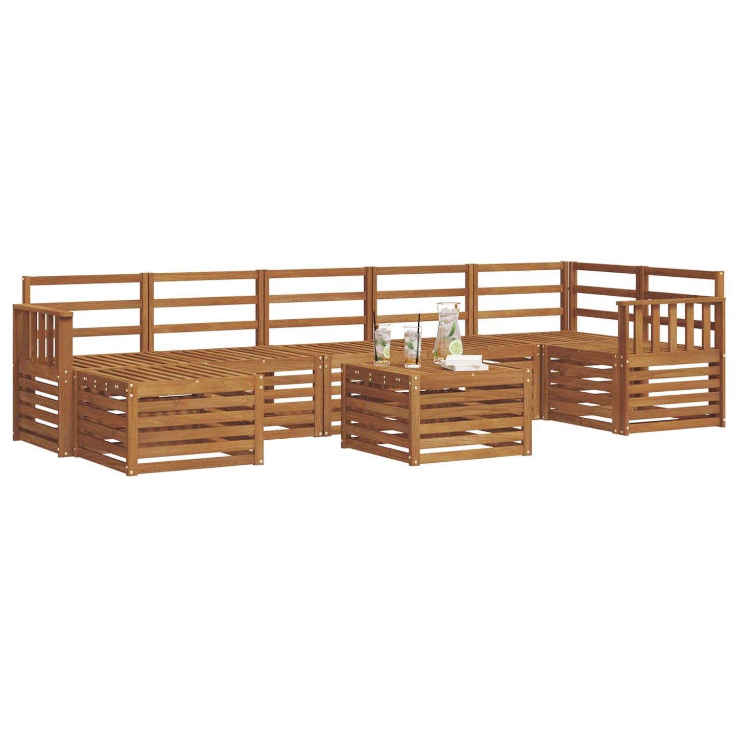 Utendørs sofa-sett 8 pcs Naturlig Solid akasietre