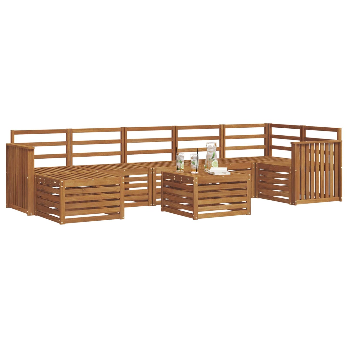 Utendørs sofa-sett 8 pcs Naturlig Solid akasietre