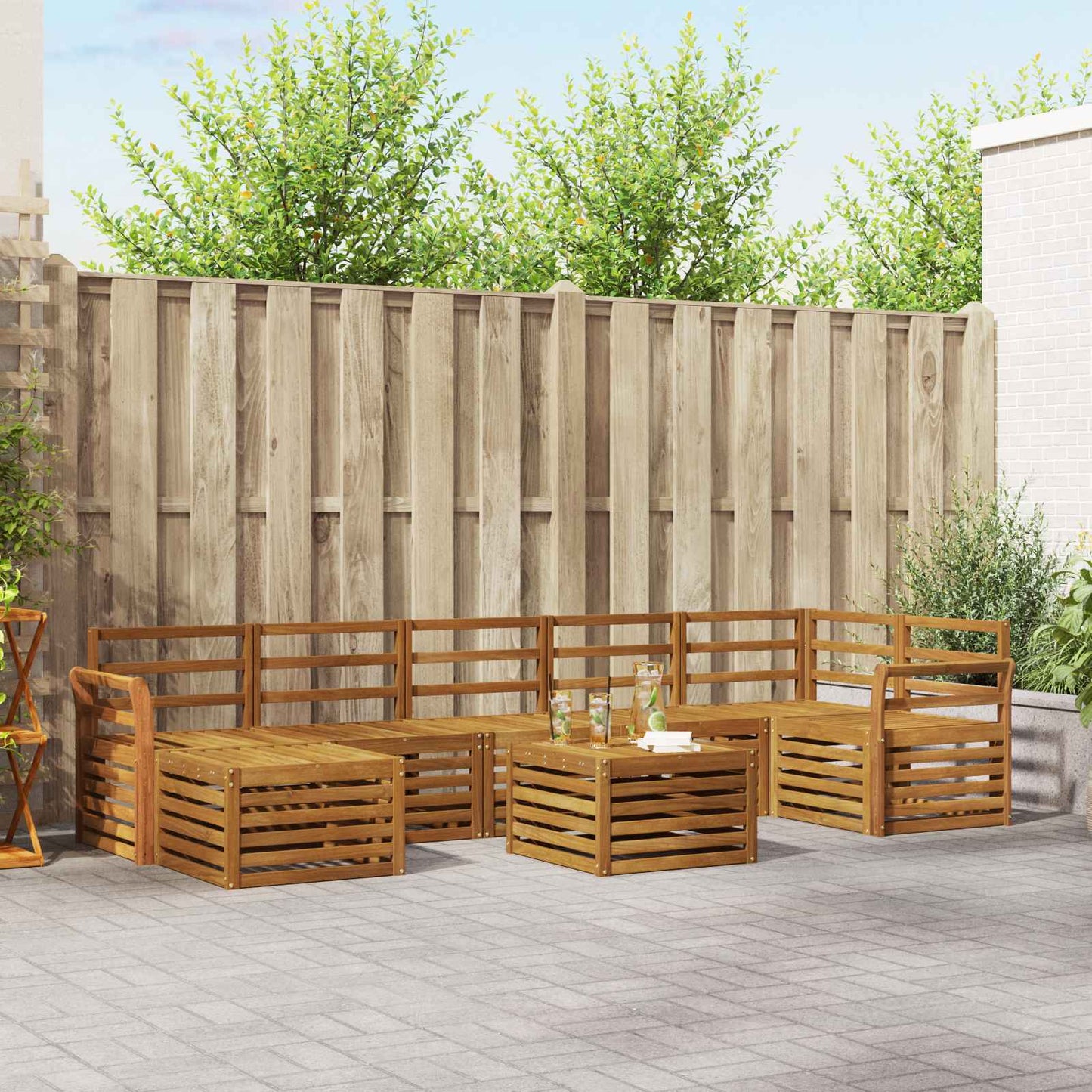 Utendørs sofa-sett 8 pcs Naturlig Solid akasietre