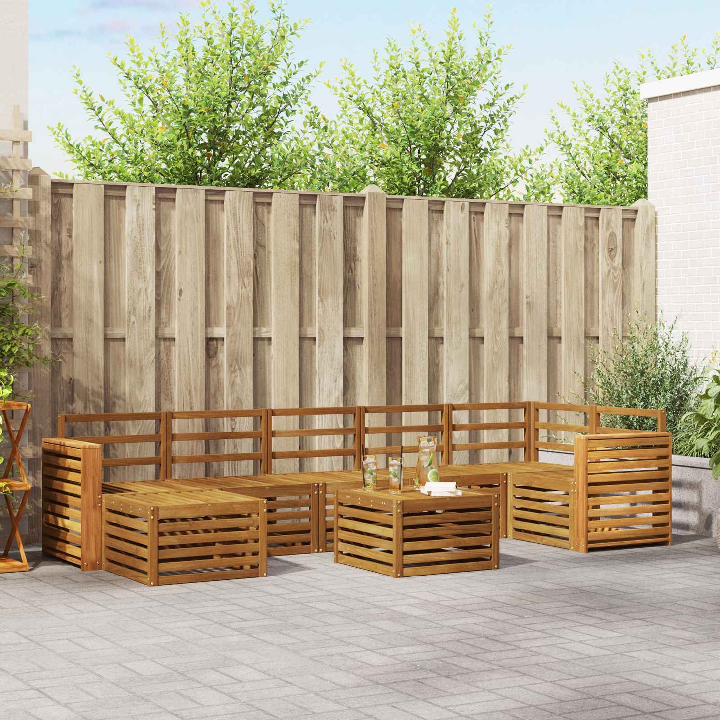 Utendørs sofa-sett 8 pcs Naturlig Solid akasietre