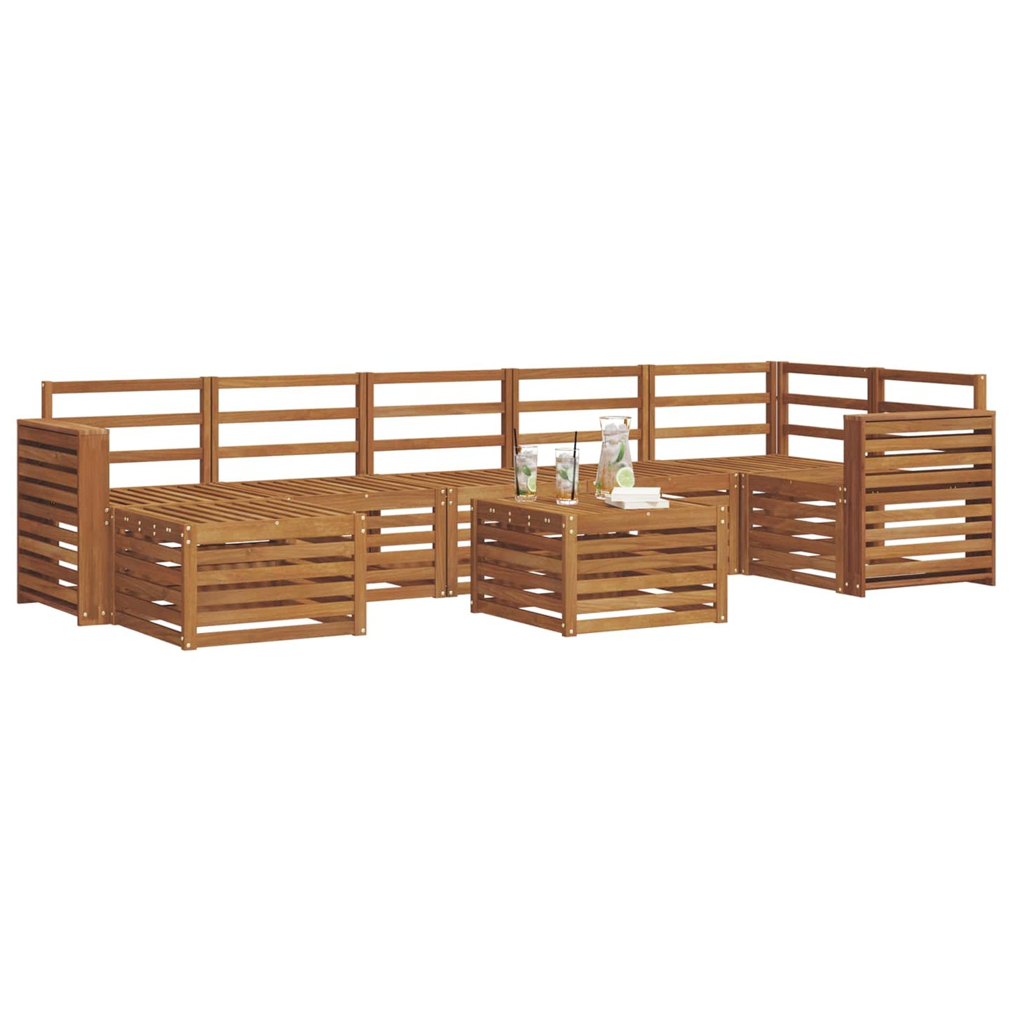 Utendørs sofa-sett 8 pcs Naturlig Solid akasietre