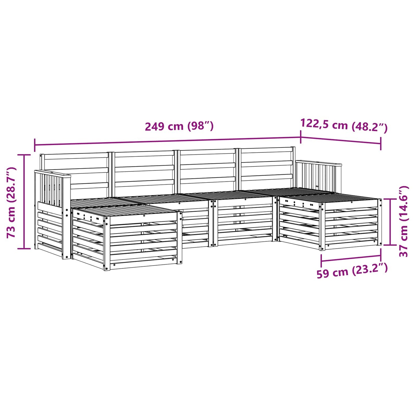 Sofasett 6 pcs Naturlig Solid akasietre vidaXL