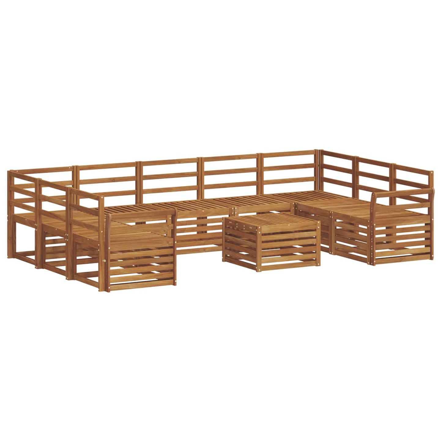 Sofasett 10 pcs Naturlig Solid akasietre