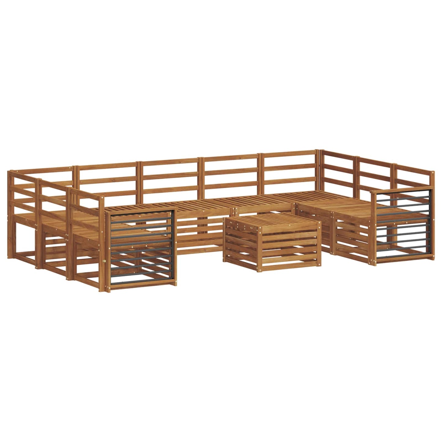 Sofasett 10 pcs Naturlig Solid akasietre