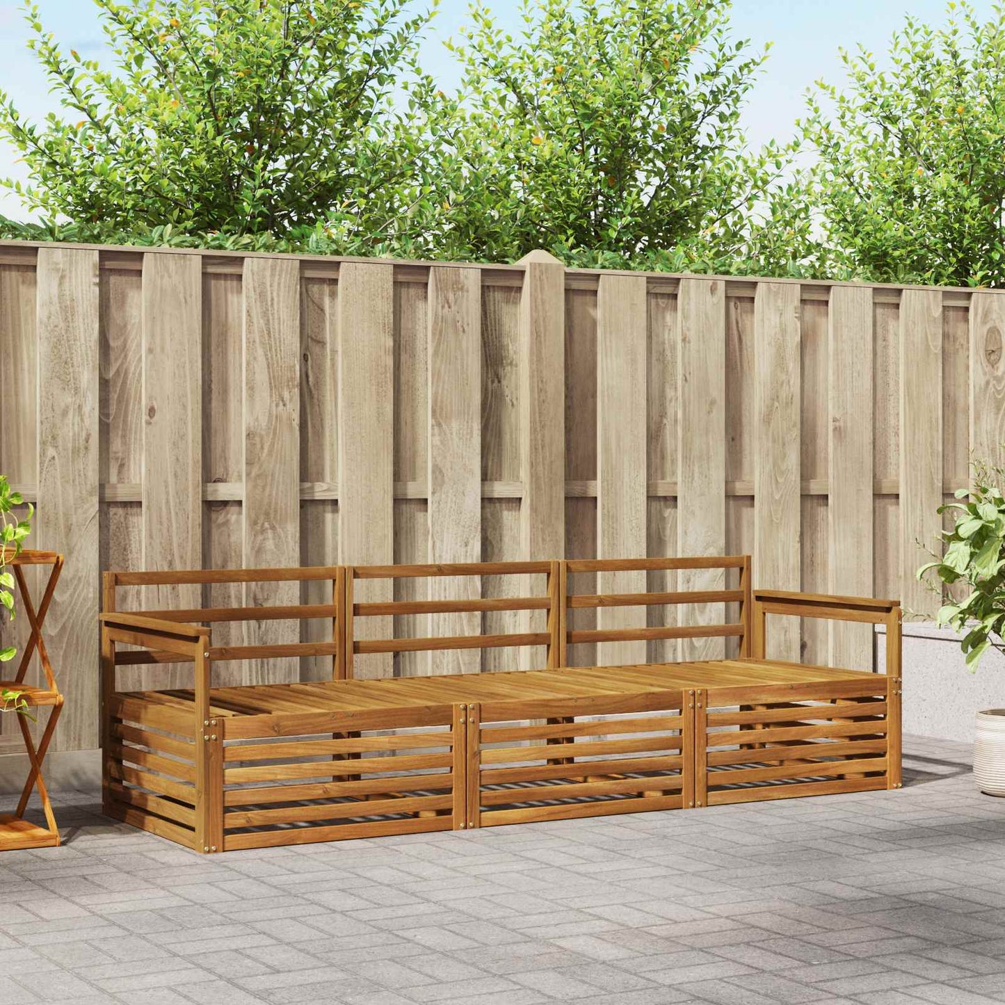 Utendørs sofa-sett 3 pcs Naturlig vidaXL
