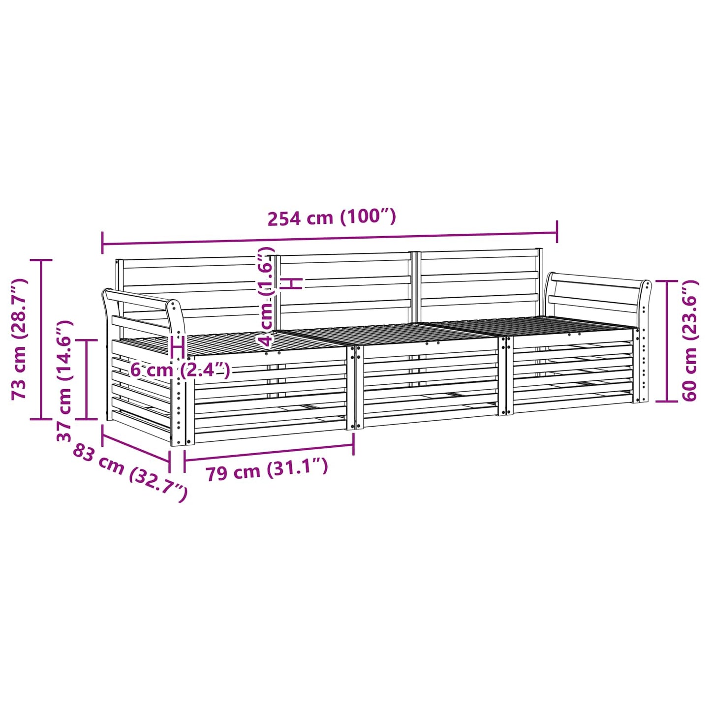 Utendørs sofa-sett 3 pcs Naturlig vidaXL