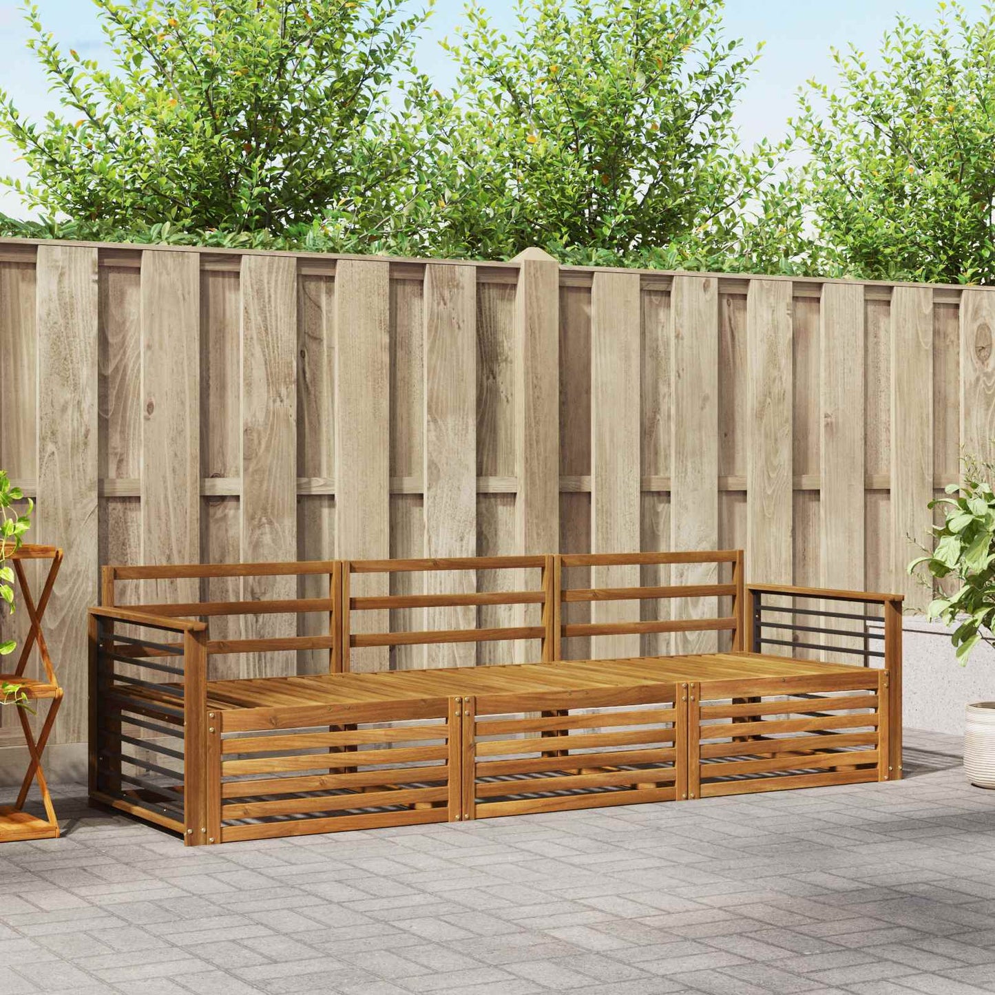 Utendørs sofa-sett 3 pcs Naturlig vidaXL
