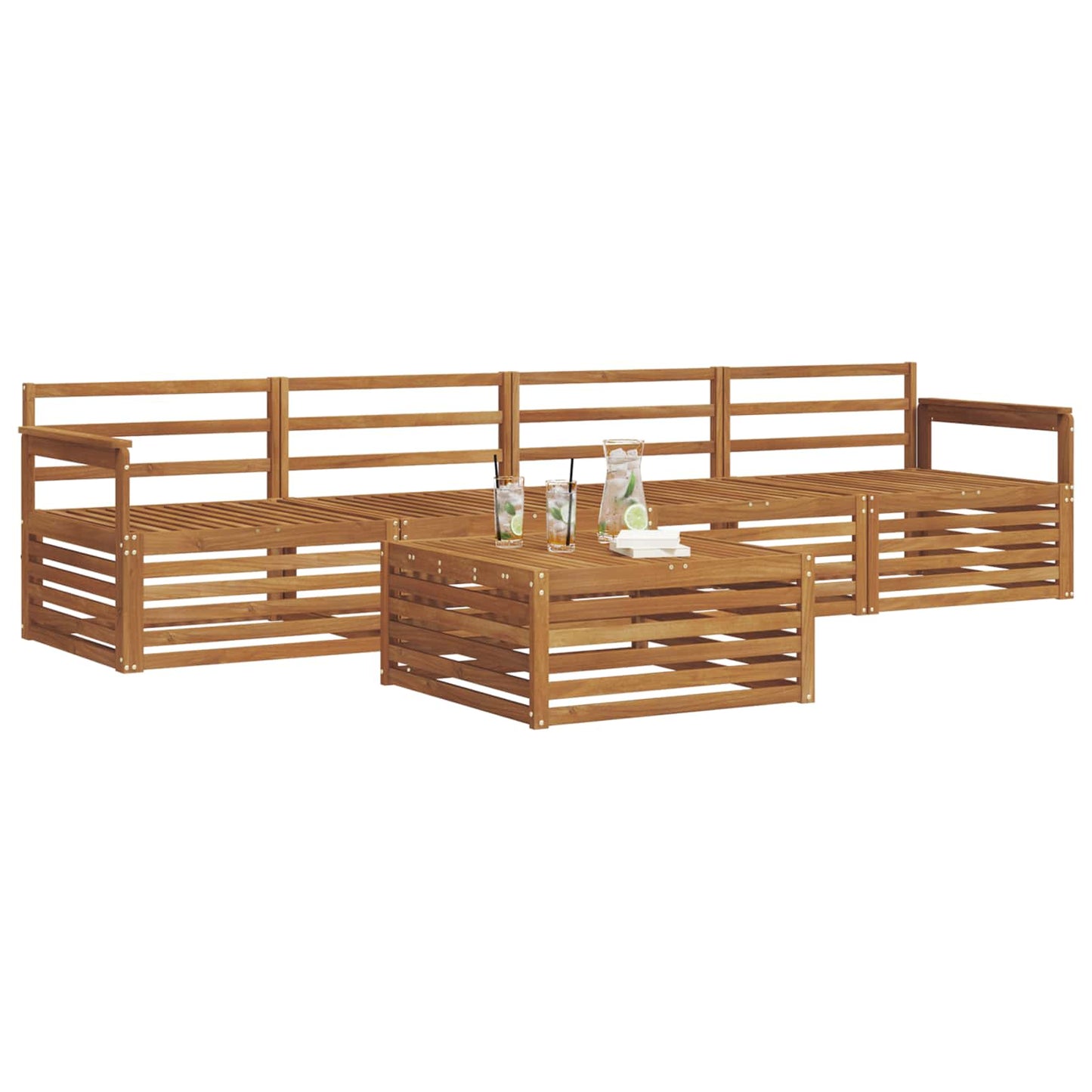 Utendørs sofa-sett 5 pcs Naturlig vidaXL