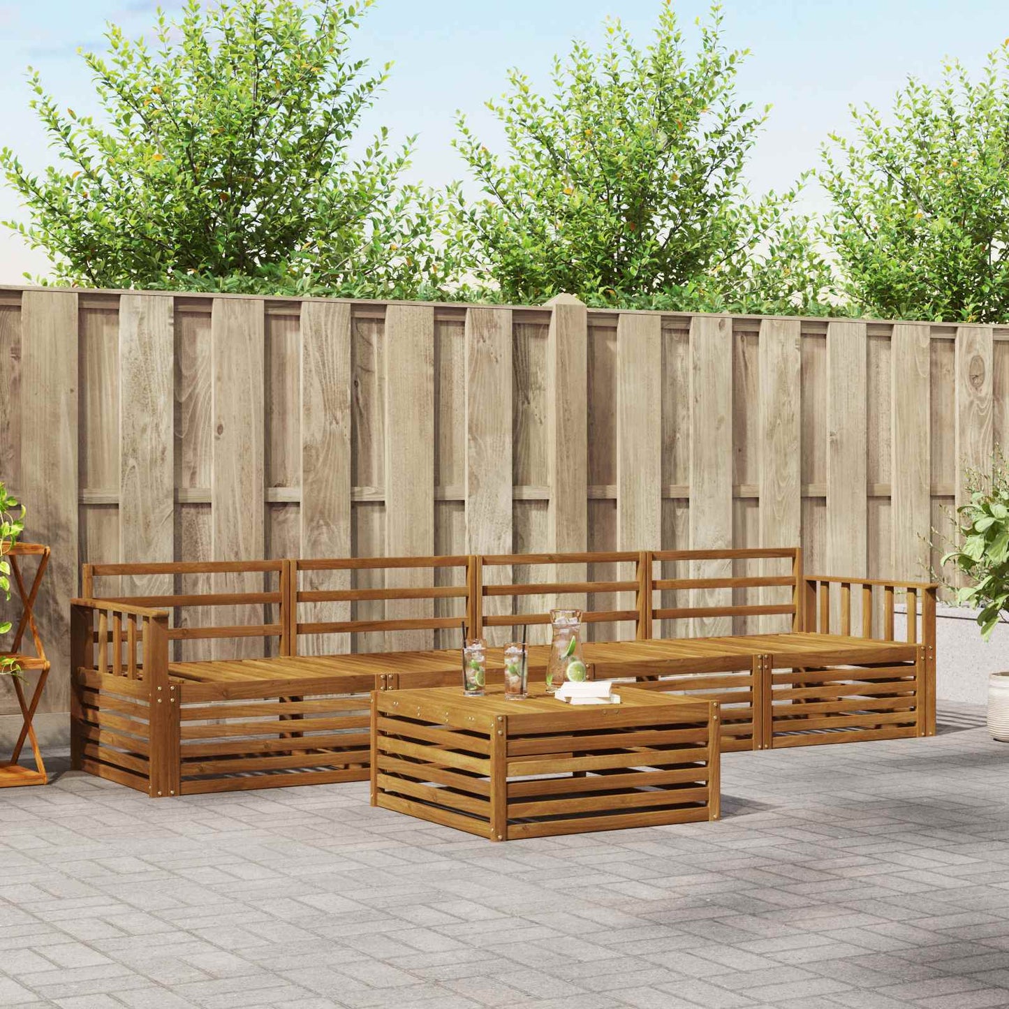 Utendørs sofa-sett 5 pcs Naturlig vidaXL