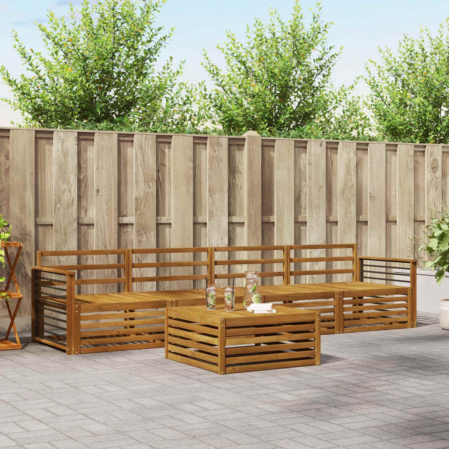 Utendørs sofa-sett 5 pcs Naturlig vidaXL