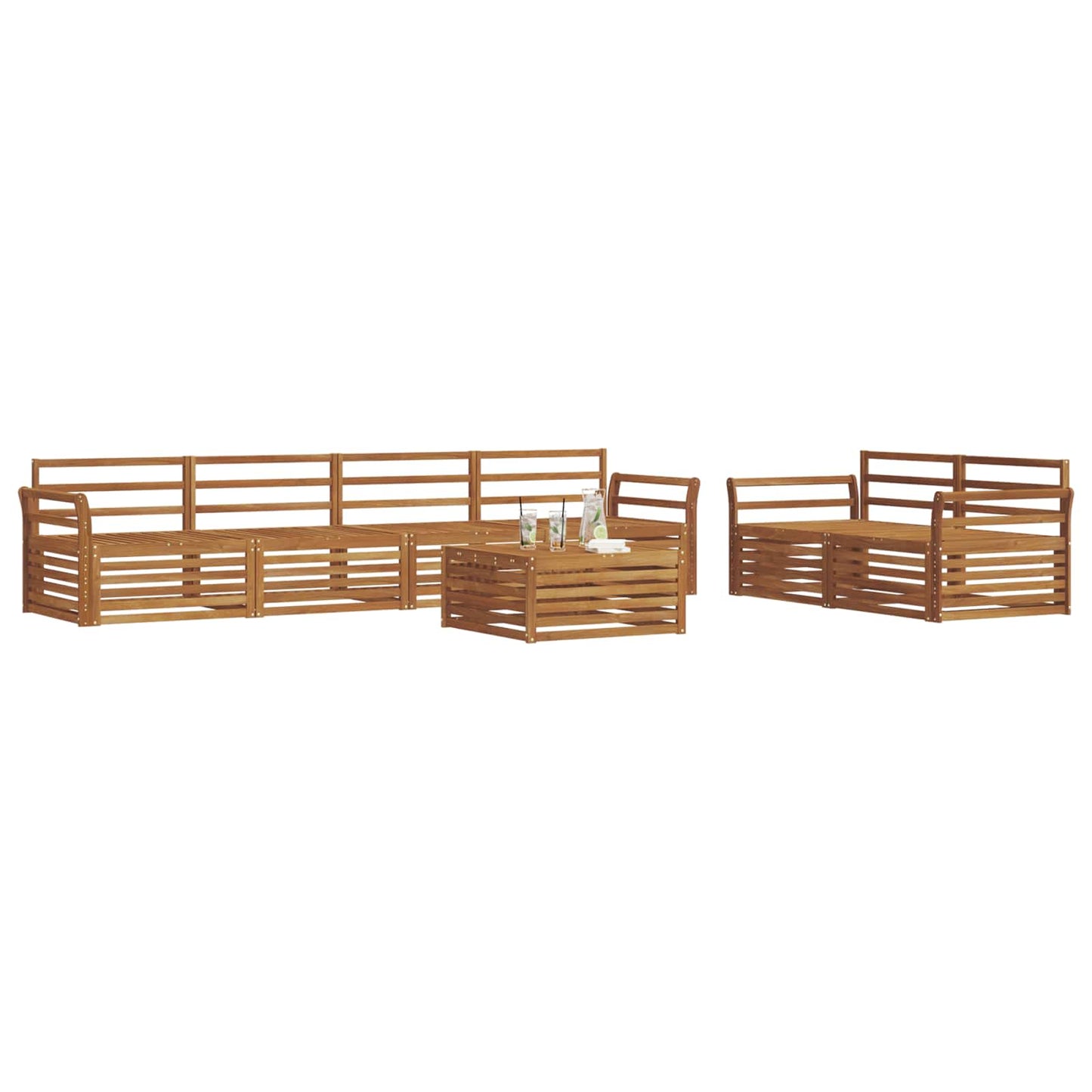 Utendørs sofa-sett 7 pcs Naturlig Solid akasietre