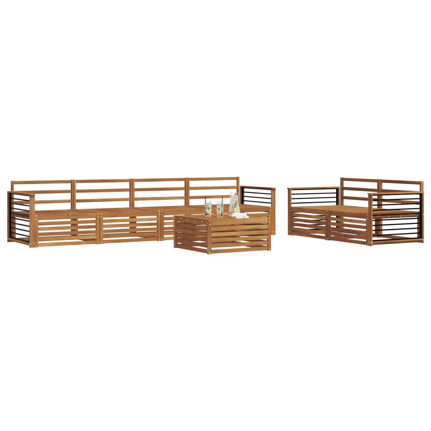 Utendørs sofa-sett 7 pcs Naturlig Solid akasietre