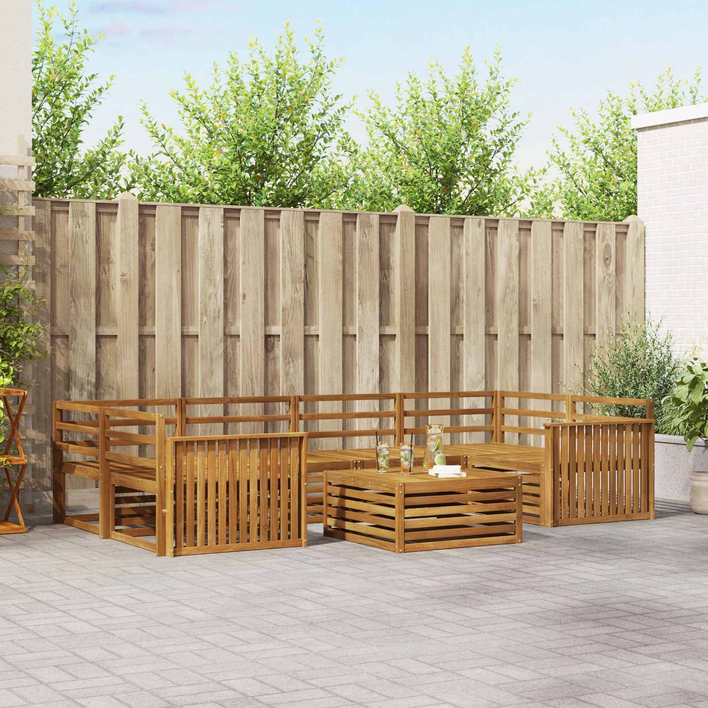 Utendørs sofa-sett 7 pcs Naturlig vidaXL