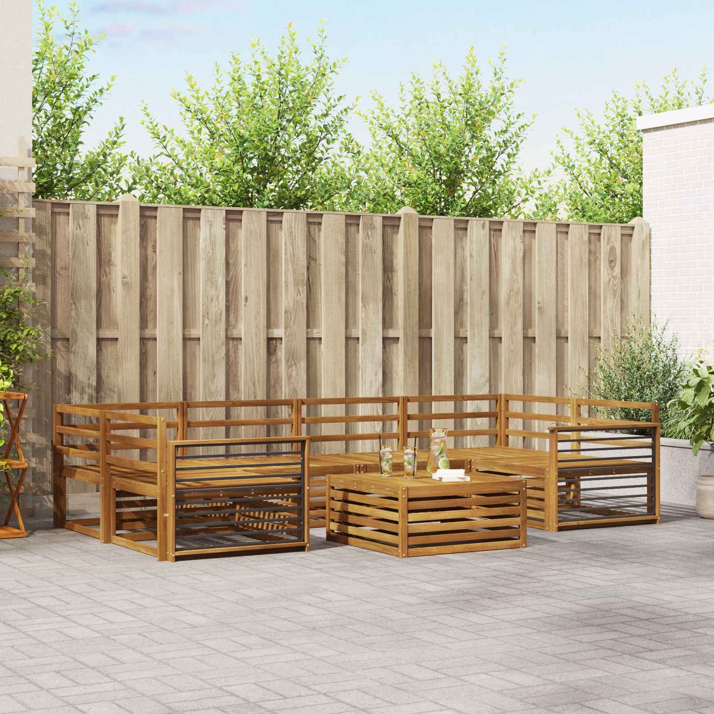 Utendørs sofa-sett 7 pcs Naturlig vidaXL