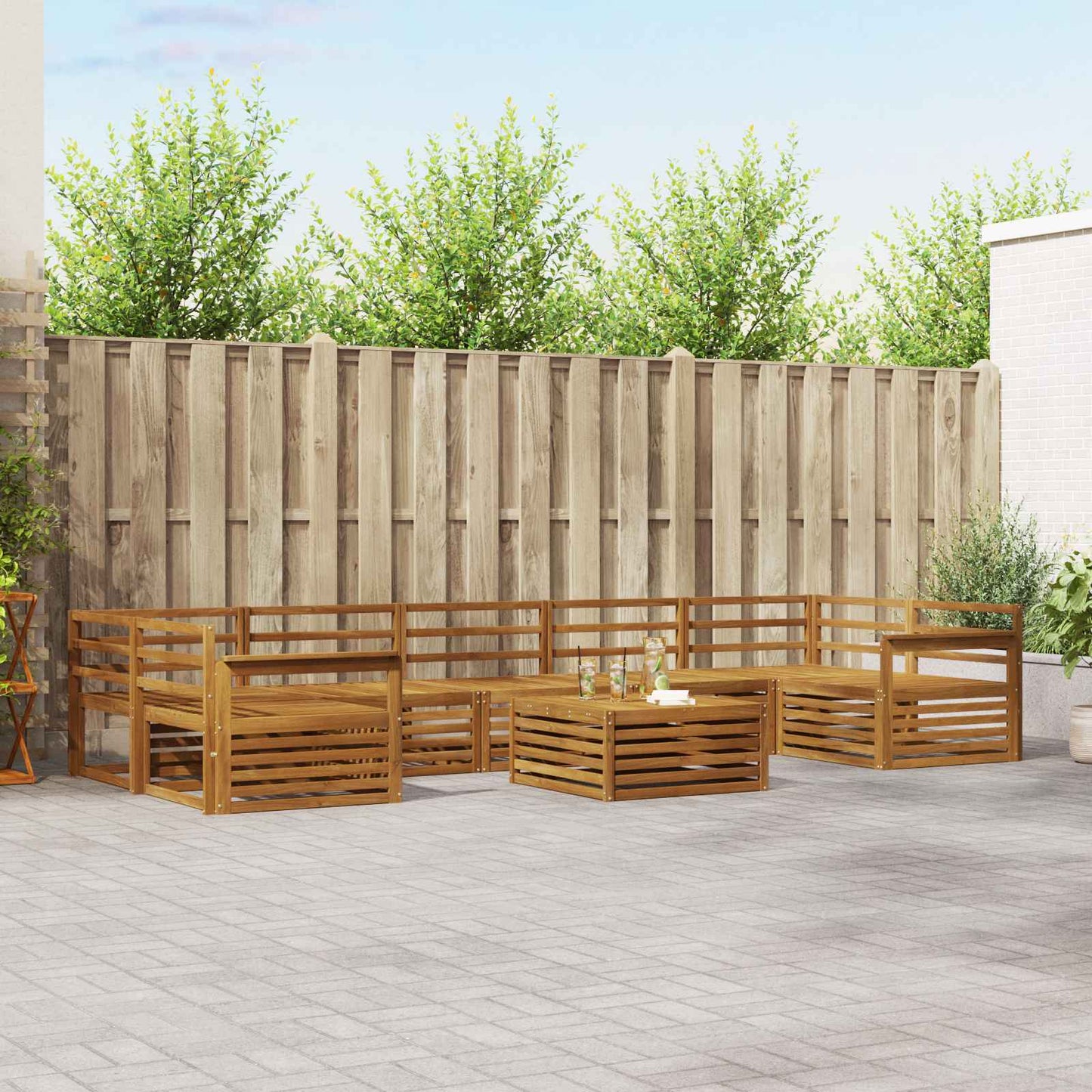 Utendørs sofa-sett 8 pcs Naturlig vidaXL