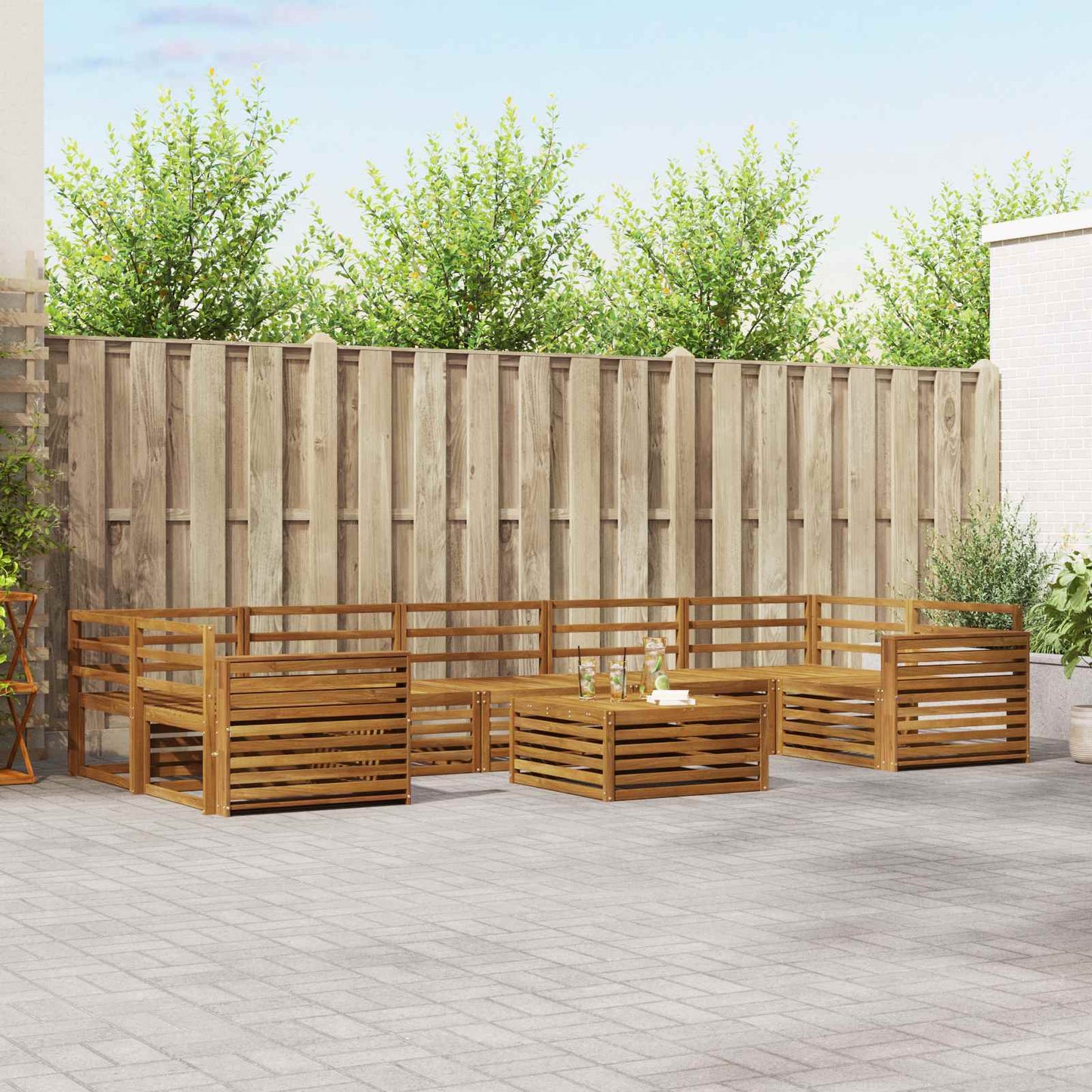 Utendørs sofa-sett 8 pcs Naturlig vidaXL