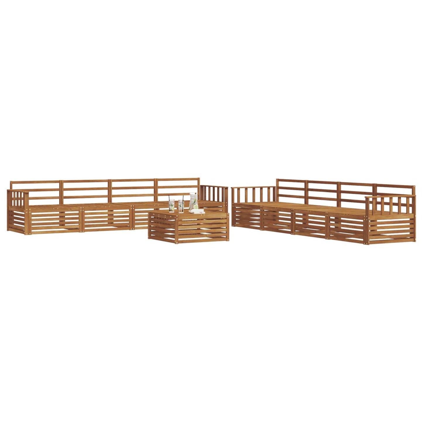 Utendørs sofa-sett 9 pcs Naturlig vidaXL