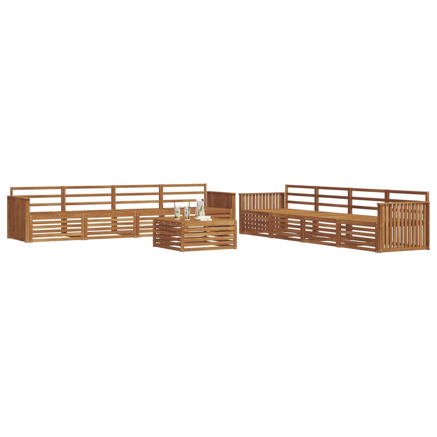 Utendørs sofa-sett 9 pcs Naturlig vidaXL